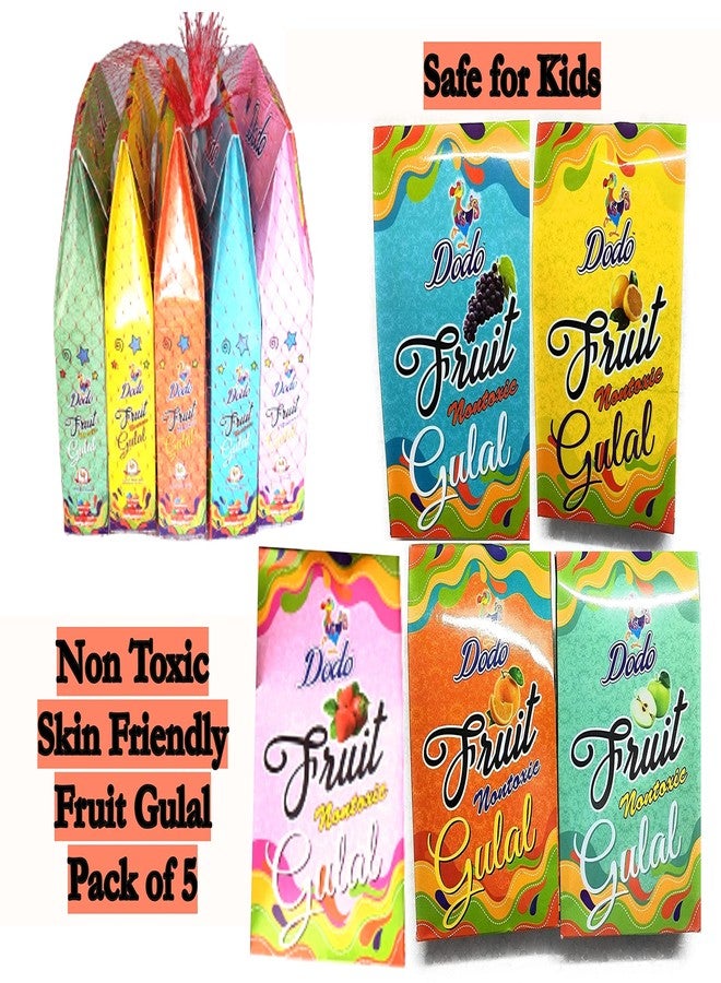 Artonezt مسحوق ألوان هولي عشبي لطيف على البشرة من أرتونيزت للأطفال، ألوان فواكه، مسحوق ألوان دودو للفواكه - عبوة من 5 قطع + نظارات واقية للأطفال + بالونات مائية متعددة الألوان غير سامة لعيد هولي (عبوة من 500 قطعة) - Image 2